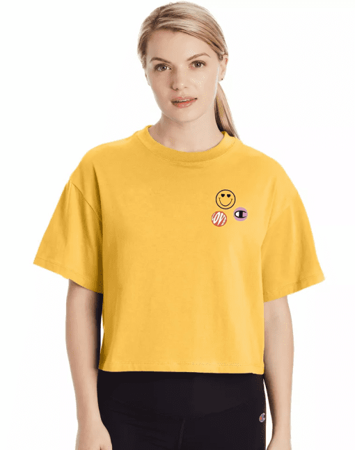 CHAMPION Womens Yellow Cotton Blend Embroidered XL