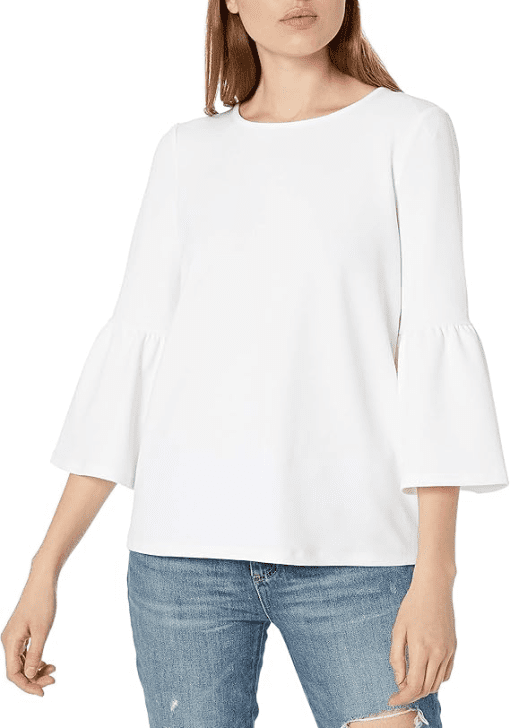 Kensie Women's Bell-Sleeve V-Back Top white L