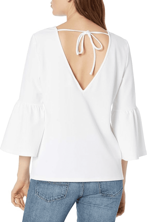 Kensie Women's Bell-Sleeve V-Back Top white L - Image 2