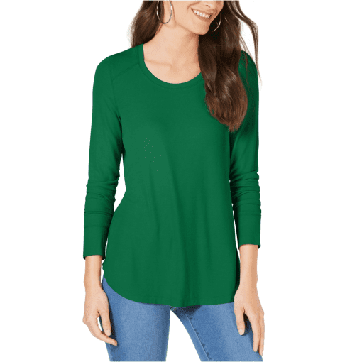 Inc Ribbed Long-Sleeve T-Shirt,Dark Emerald XL