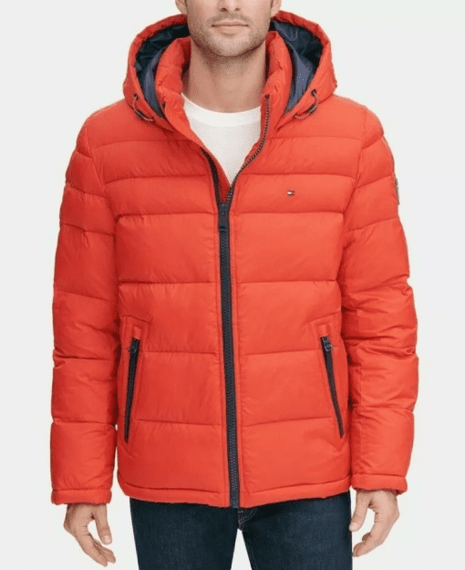 Tommy Hilfiger Men's Quilted Puffer Jacket, Created Orange size S