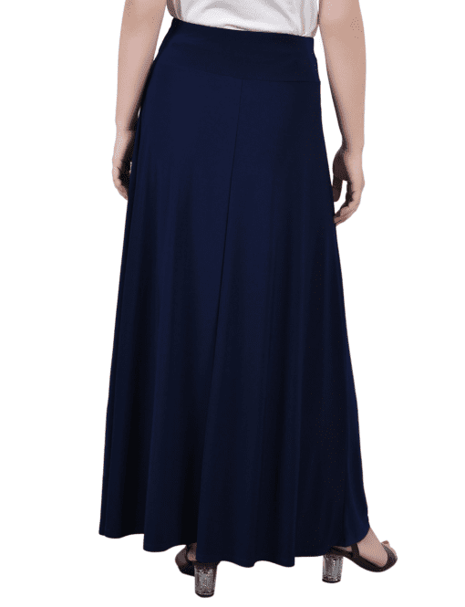 Ny Collection Petite Solid Maxi Skirt with Sash Waist Tie - Navy blue woman PS - Image 2