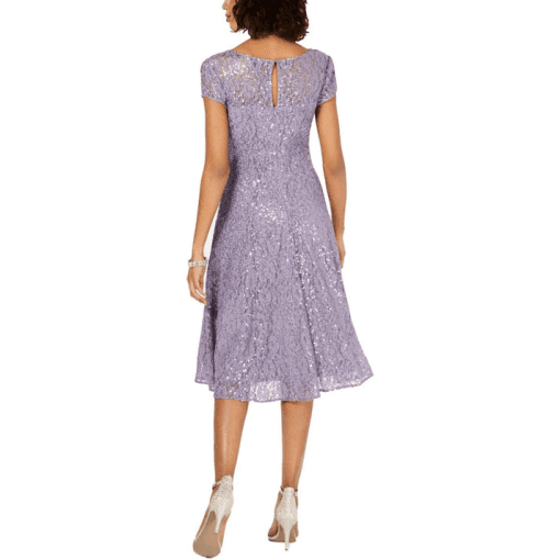 SLny Fashions Sequined Lace MIDI Dress - Mystic Heather 6 - Image 2