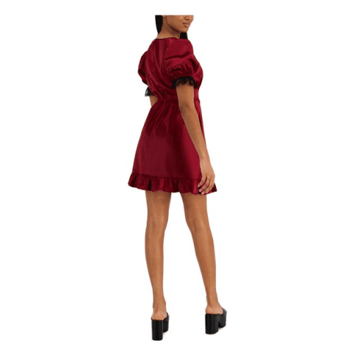 Kit + sky Juniors Womens Satin Lace-Trim Cocktail and Party Dress M - Image 2