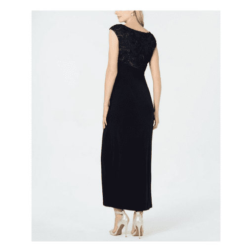 Connected Apparel Petites Womens Cap Sleeve Maxi Evening Dress black 8P - Image 2