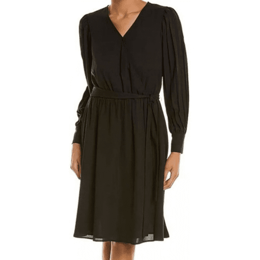 Anne Klein Womens Shutter Pleat Knee-Length Wrap Dress S