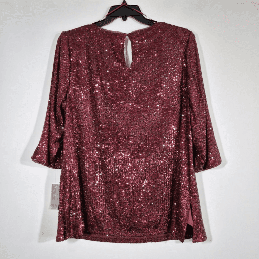 ALEX EVENINGS Womens Mesh Sequined Blouse 2X - Image 2