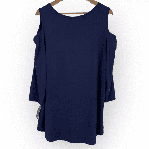 JM Collection Women S Cold Shoulder Top Blue Size Large - Image 2