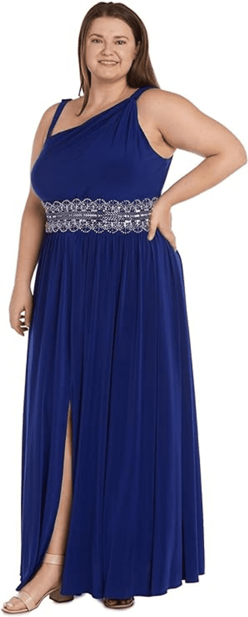 R & M Richards Blue Plus Size Formal Dress - Evening Gown