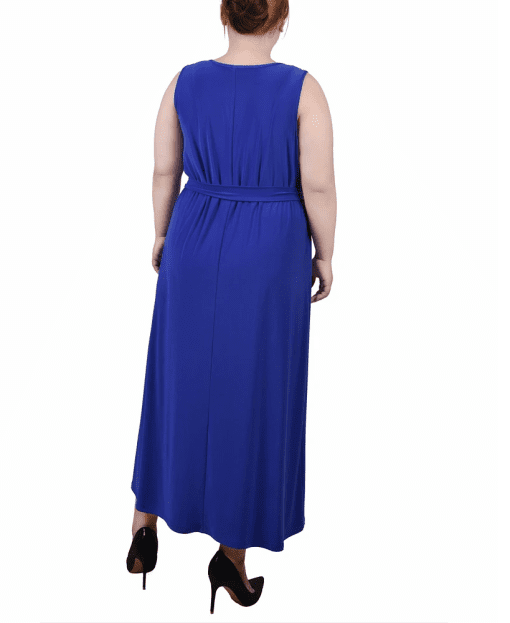 NY collection Petites Womens Embellished Long Maxi Dress blue PL