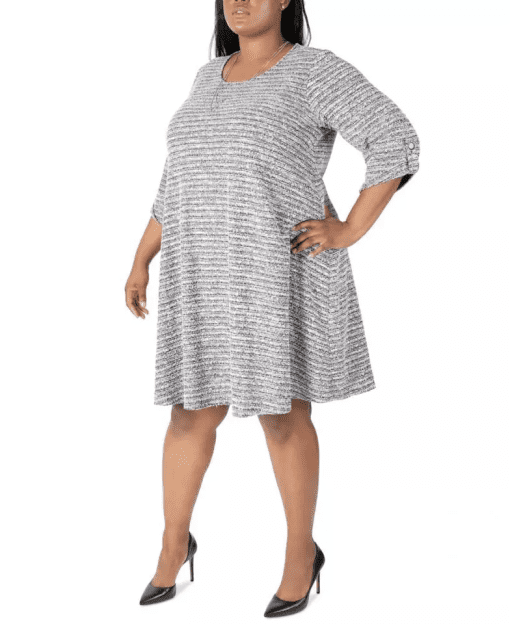 SINGATURE Womens Textured Knit Shift Dress Size 1X - Image 3