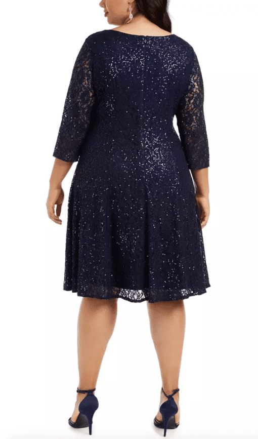 SLNX Womens Sequined Lace Cocktail Dress Blue 20W - Image 2