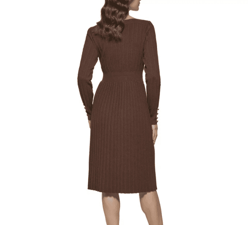 Kensie Womens Soft Pleated Sweaterdress L - Image 2