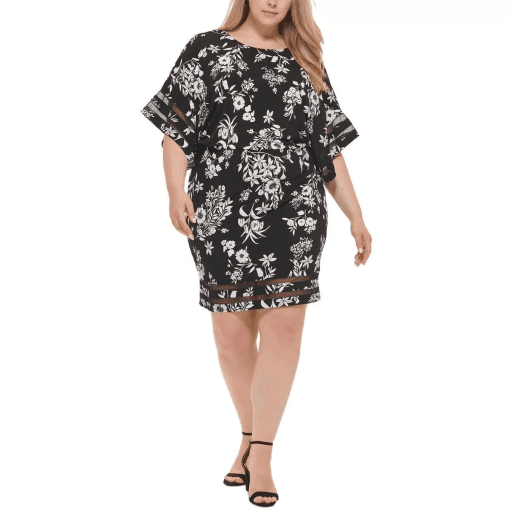 Jessica Howard Plus Womens Floral Blouson Cocktail and Party Dress 20 W