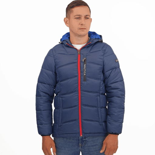 Nautica Men's Poly Hooded Puffer Jacket Navy Blue, X-Large - Men's Ski Outerwear at Academy Sports