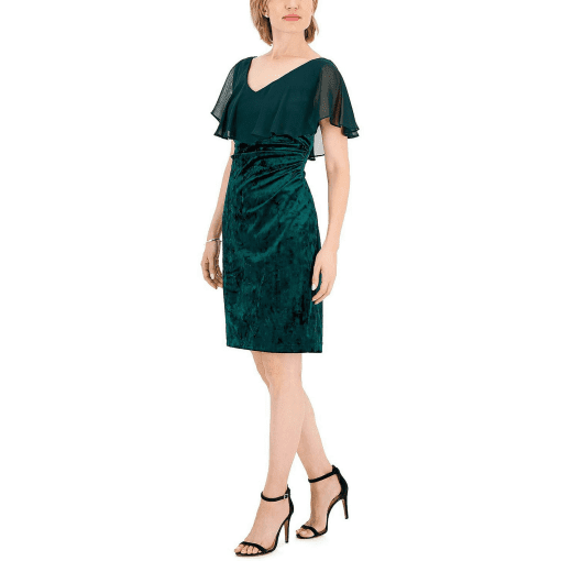 Connected Womens Velvet Chiffon Cocktail and Party Dress4