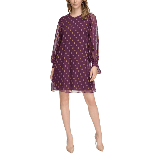 Calvin Klein Purple Printed Shift Dress Size 2 - Women's Dresses