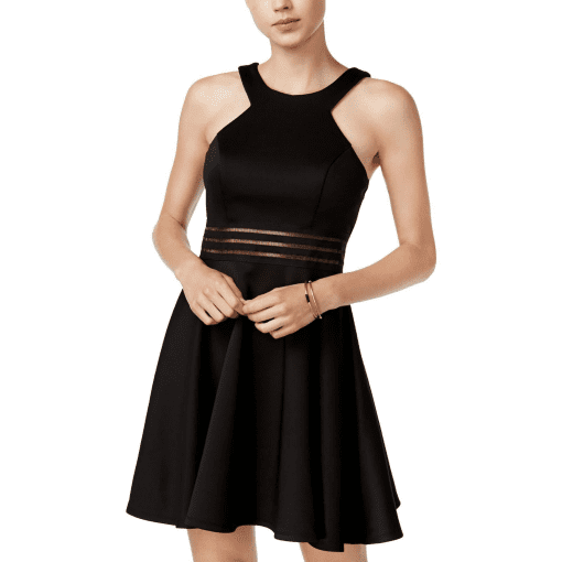 City Studio Juniors Womens Cocktail Mini Fit & Flare Dress black 9 - Image 2