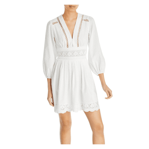 AQUA White Eyelet Mini Dress - Size S - Summer Dresses