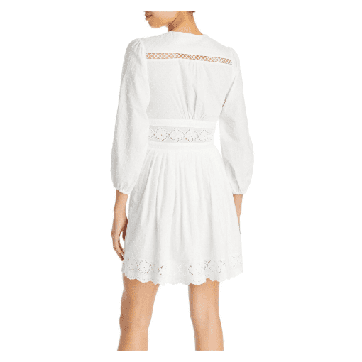 AQUA White Eyelet Mini Dress - Size S - Summer Dresses - Image 2