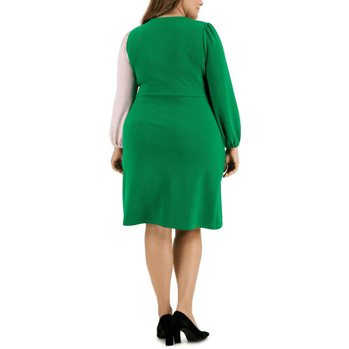 KASPER Plus Womens Side Tie Knee Length MIDI Dress green 1X - Image 2