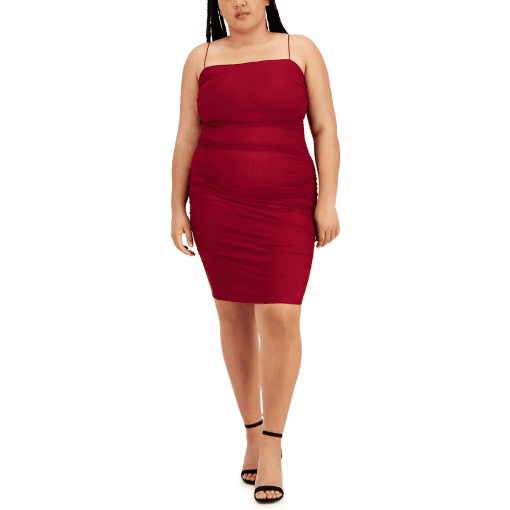 B-Darlin Plus Womens Knit Rushed Bodycon Dress 14W