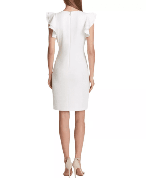 Tommy Hilfiger Petite Scuba Sheath Dress with Flutter Sleeves 2P - Image 2