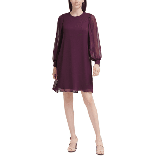 Calvin Klein Petites Womens Chiffon Shift Dress 2P