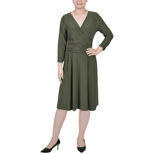 Collection Plus Womens Ruched a-Line Cocktail and Party Dress 1X