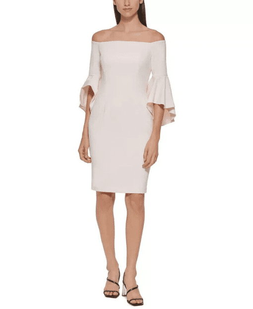 Calvin Klein Womens Off-the-Shoulder Mini Sheath Dress 8