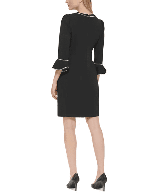 Karl Lagerfeld Paris Women's Imitation-Pearl-Trim Sheath Dress - Black 0 - Image 2