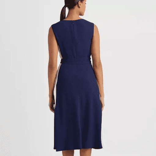 LAUREN Navy Crepe Midi Dress Size 4 - Women's Work Dress - Image 2