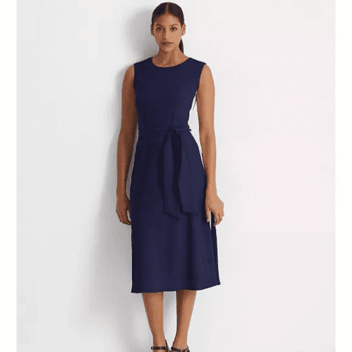 LAUREN Navy Crepe Midi Dress Size 4 - Women's Work Dress