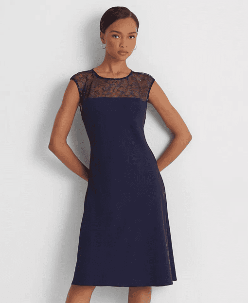 Lauren Tynlee Navy Lace Sheath Dress Size 10 - Cocktail Dress