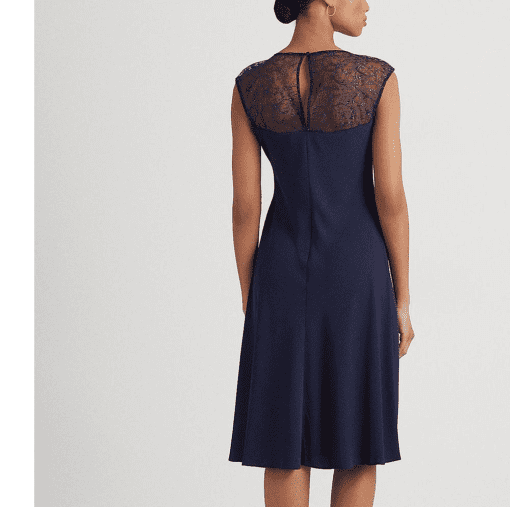 Lauren Tynlee Navy Lace Sheath Dress Size 10 - Cocktail Dress - Image 2