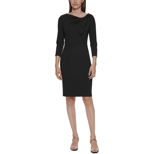 Calvin Klein Petites Womens Bow Neck Mini Sheath Dress 4P