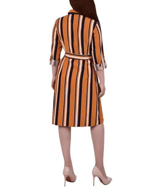 Striped Shirt Dress - Orange, Size PS - Women's Dresses - Image 2