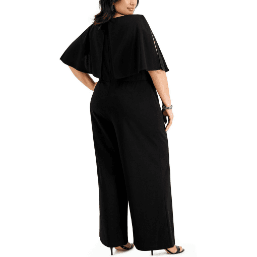 Connected Apparel Plus Black Jumpsuit 18W Capelet Wide Leg Evening Wear - Image 2