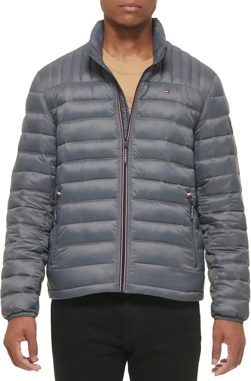 Tommy Hilfiger Men's Packable Quilted Puffer Jacket - Charcoal M