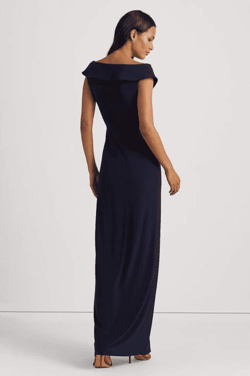 Lauren Ralph Lauren Women's Jersey Off-the-Shoulder Side-Slit Column Gown - Lighthouse Navy 16 - Image 2