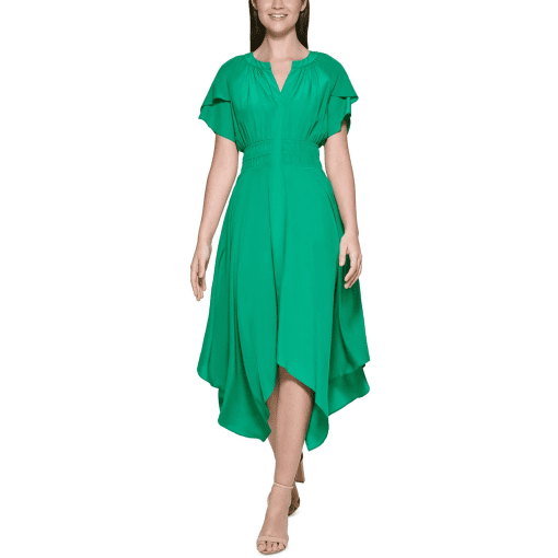 Kensie Handkerchief-Hem MIDI Dress - Green 10