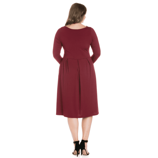 24seven Women's Plus Size Fit and Flare MIDI Dress - Wine 2X - Image 2