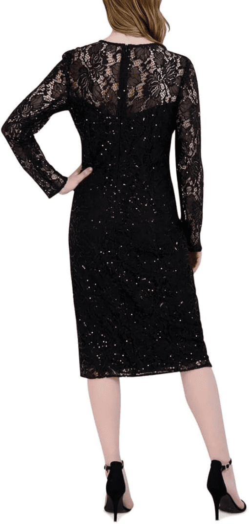 Donna Ricco Black Lace Dress - Midi Length - Party Dress - Image 2