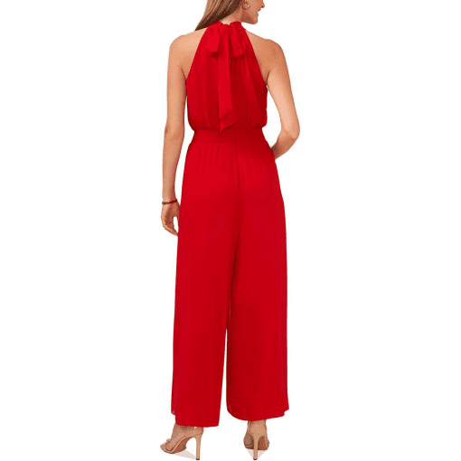 Vince Camuto Women's Halter Tie-Back Wide-Leg Jumpsuit - Ultra Red Sizs L - Image 2