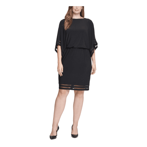 Jessica Howard Plus Womens Illusion Trim Blouson Cocktail and Party Dress 16W