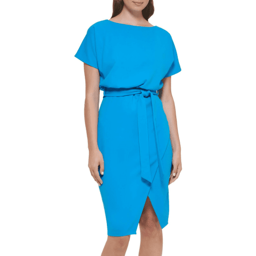 Womens Roundneck Knee-Length Cocktail and Party Dress blue 4