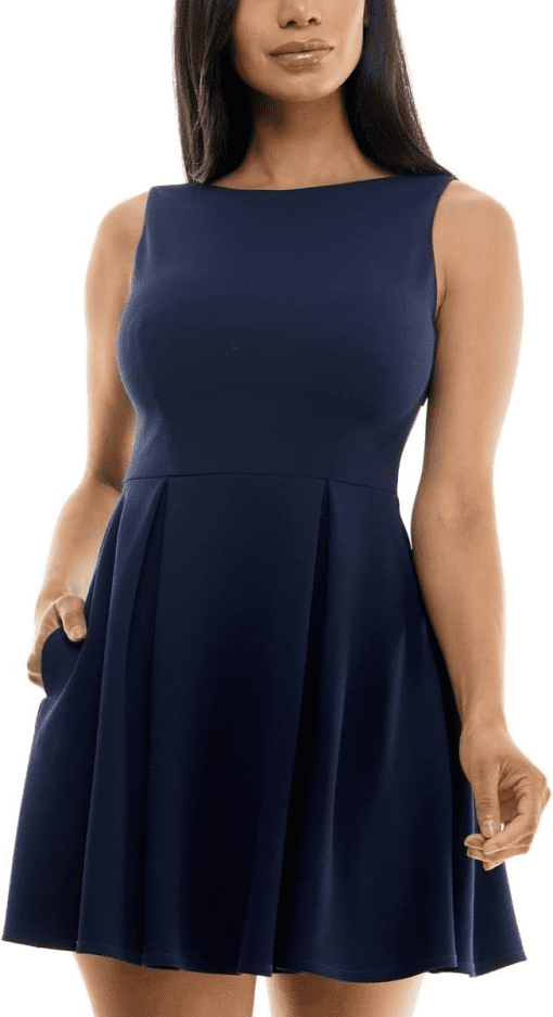 B.Darlin Juniors Womens Party Mini Fit & Flare Dress blue 5/6