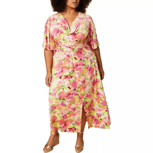 Rachel Rachel Roy Womens Plus Lyona Floral Print Polyester Maxi Dress 2X