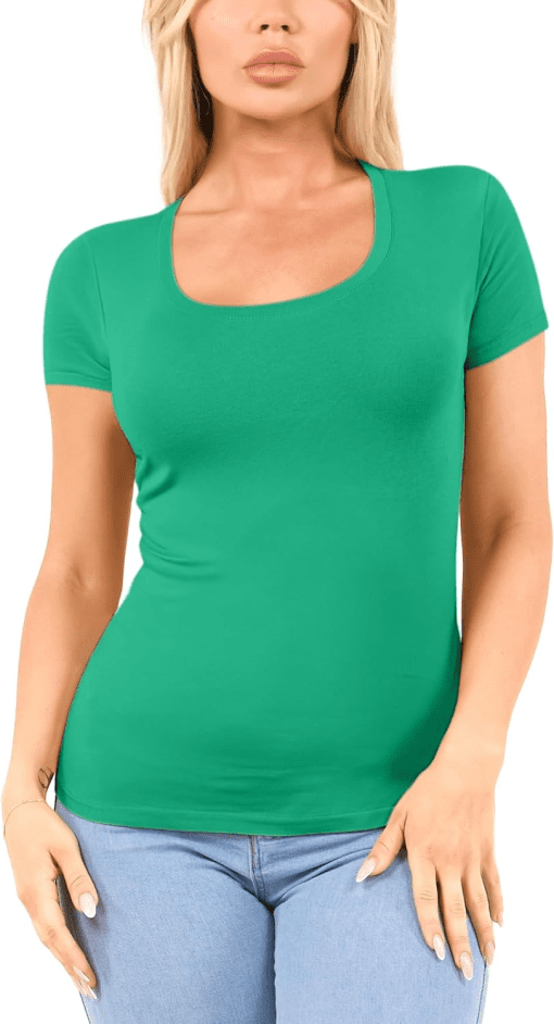 Karen Scott Short Sleeve Scoop Neck Top, green M