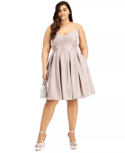 B.Darlin Plus Size Pink Glitter Party Dress - 18W - Mini Dress